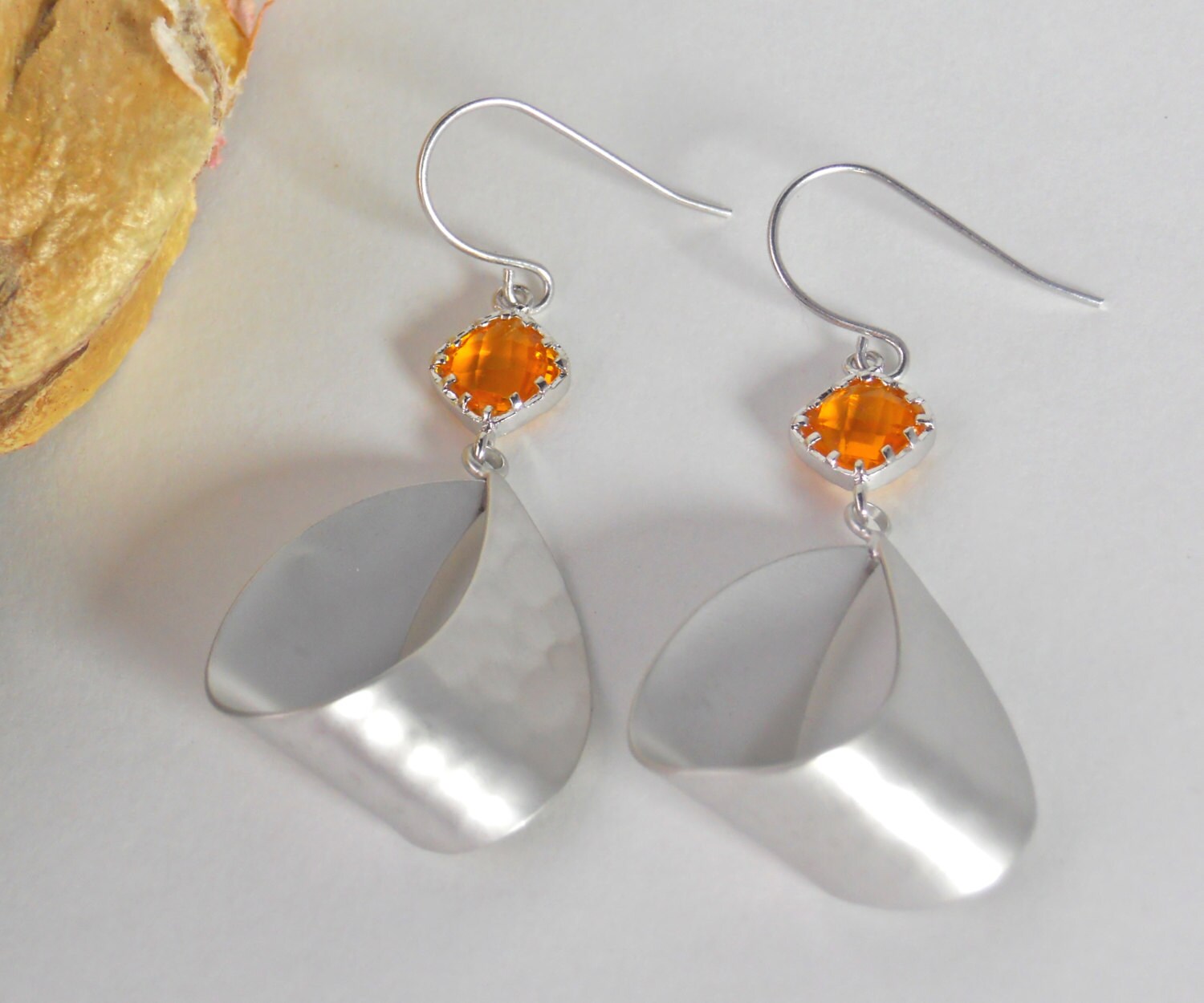 Silver Drop Earrings Dangle Wedding earrings by BeadsStory