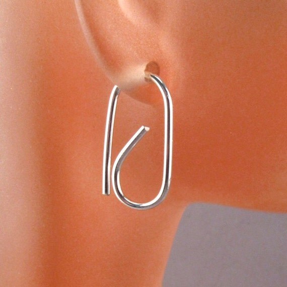 Items similar to GAUGED EARRINGS. SILVER hoop. sterling wire. 16 gauge