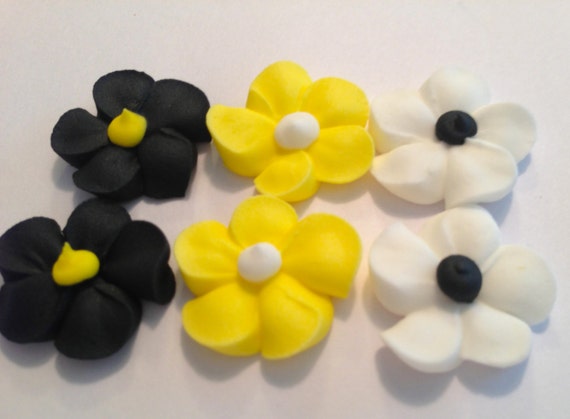 Royal Icing Flowers for Cake Decorating Lot of 150 great for bumble bee party Il_570xn