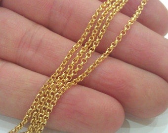 Gold Chain Gold Plated Rolo Chain 1 Meter - 3.3 Feet (2 mm) G519