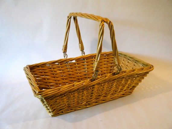 Large Rectangular Open Basket with Two Squared Off Handles