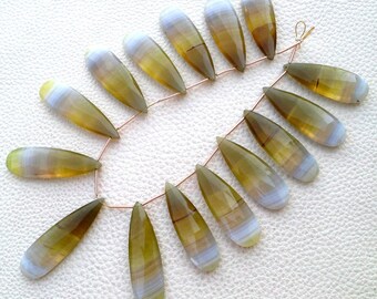 Brand New, 2 Matched Pairs, Aprx.35mm Long, BIO-Color Chalcedony Elongated Pear Briolettes,Amazing Item at Low Price