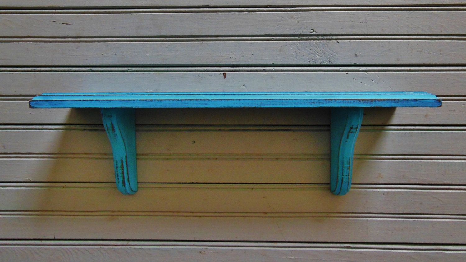 Turquoise Shelf Distressed Wood Wall Decor