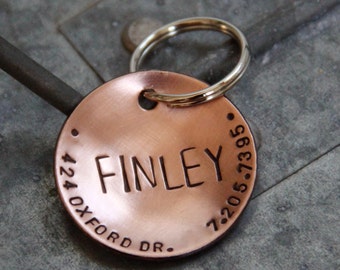 Custom Dog Tag / Custom Pet ID Tag - Lucy - in 1.25'' Domed Copper