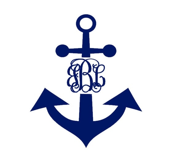 Items similar to Personalized Anchor Monogram Vinyl Car Decal - Navy ...