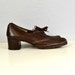 Vintage leather loafer pumps/ oxford heels / school girl / 1970s