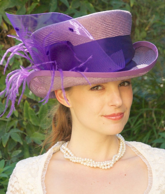 Kentucky Derby Hat. Womens Lavender Straw Violet by AwardDesign