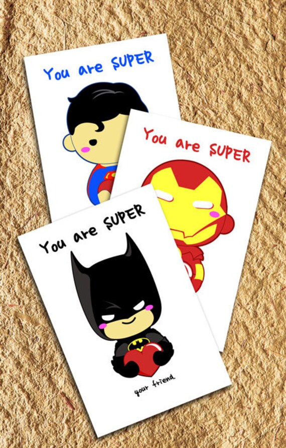 Items similar to Printable Super Heros Mini Cards - Instant Download on Etsy