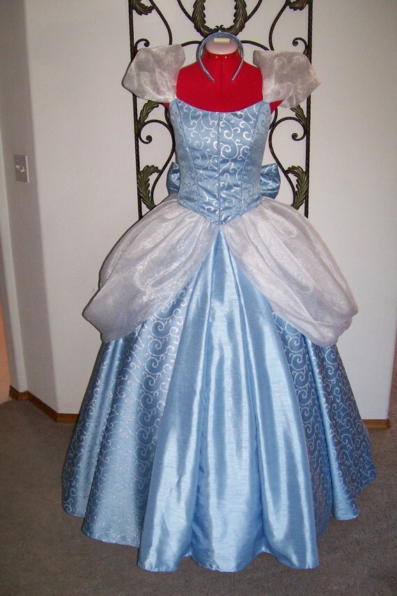 Stunning Cinderella Gown blue and silver swirl Custom Adult