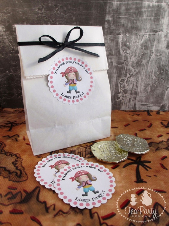 Pirate Girl Party Custom Party Favor Stickers - Ahoy Matey Collection from Tea Party Designs Il_570xn