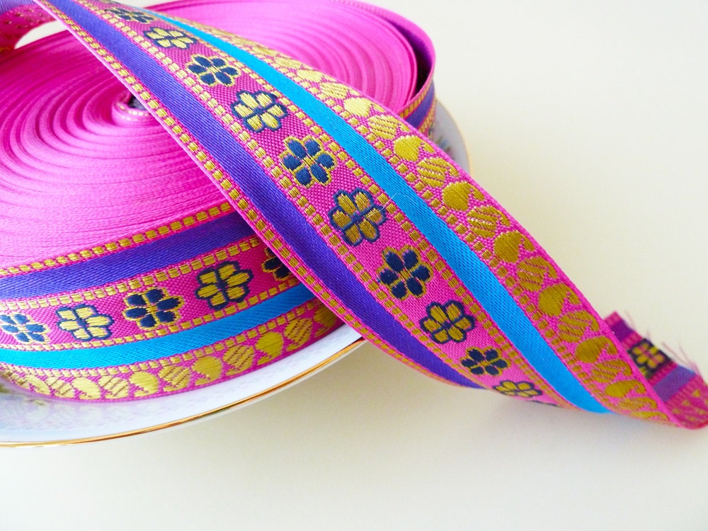 Vintage Jacquard Ribbon Wide Vibrant Metallic Gold by KBKExtras