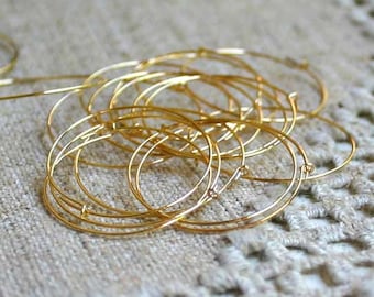 100pcs Earring Finding Beading Hoop Gold-Plated Brass 25mm Hoop 24 Gauge