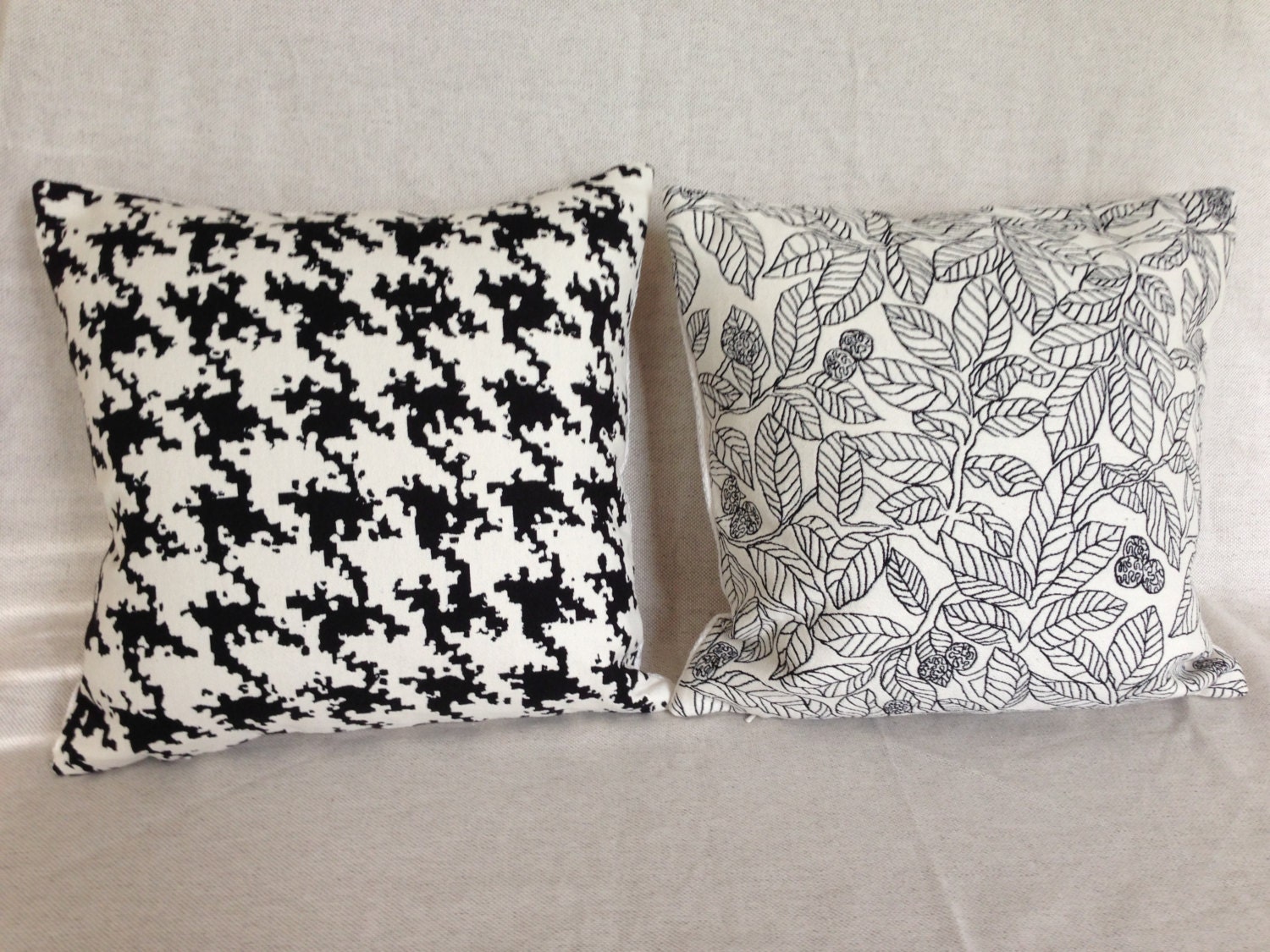 items-similar-to-set-of-two-black-and-ivory-pillow-covers-two-coordinating-patterns-in-the-set