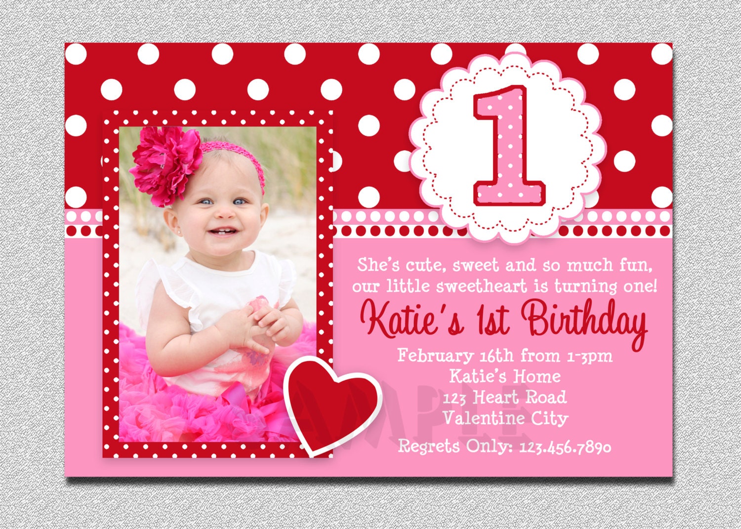 Valentines Birthday Invitation 1st Birthday Valentines