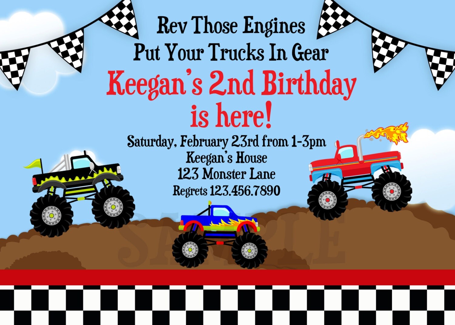 Monster Truck Birthday Invitation Truck by TheTrendyButterfly