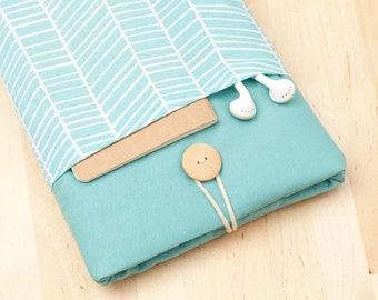ipad mini sleeve / ipad mini case / ipad mini cover - sea lines with pockets -