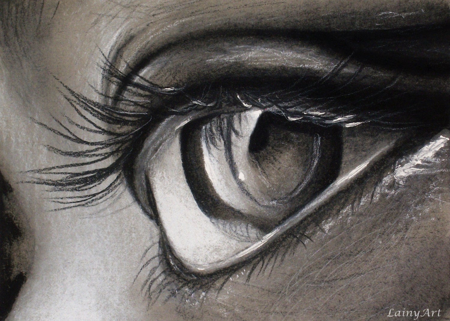 Eye close up Drawing Matted 8x10 Watercolor Print Original