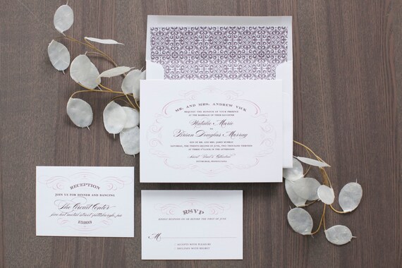 Wedding Invitation Samples - Invitation, Response Card, Reception Card - Sample Set Il_570xn