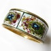 Vintage Enameled Peacock Clamper Hinged Bracelet