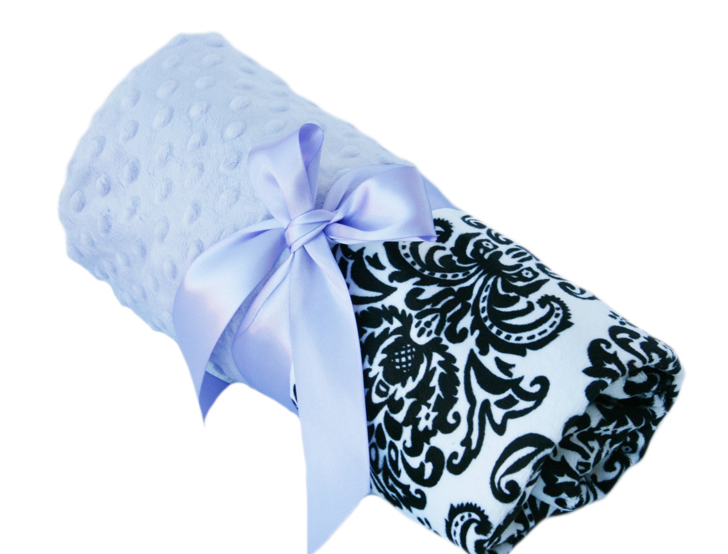 Black and White Damask Minky Baby Blanket with by babyboos on Etsy