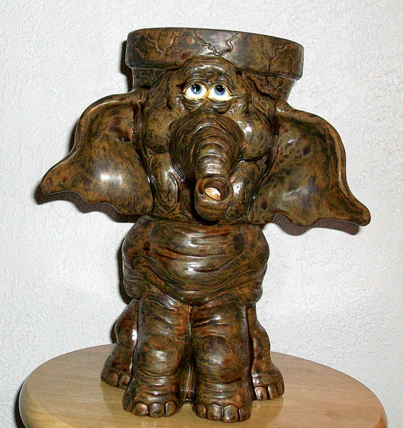Ceramic Elephant Planter cast iron color by sandsceramics on Etsy