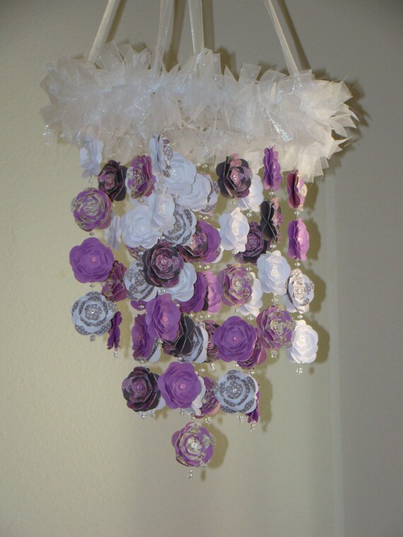 Purples and Gray Flower Baby Mobile Photography Prop
