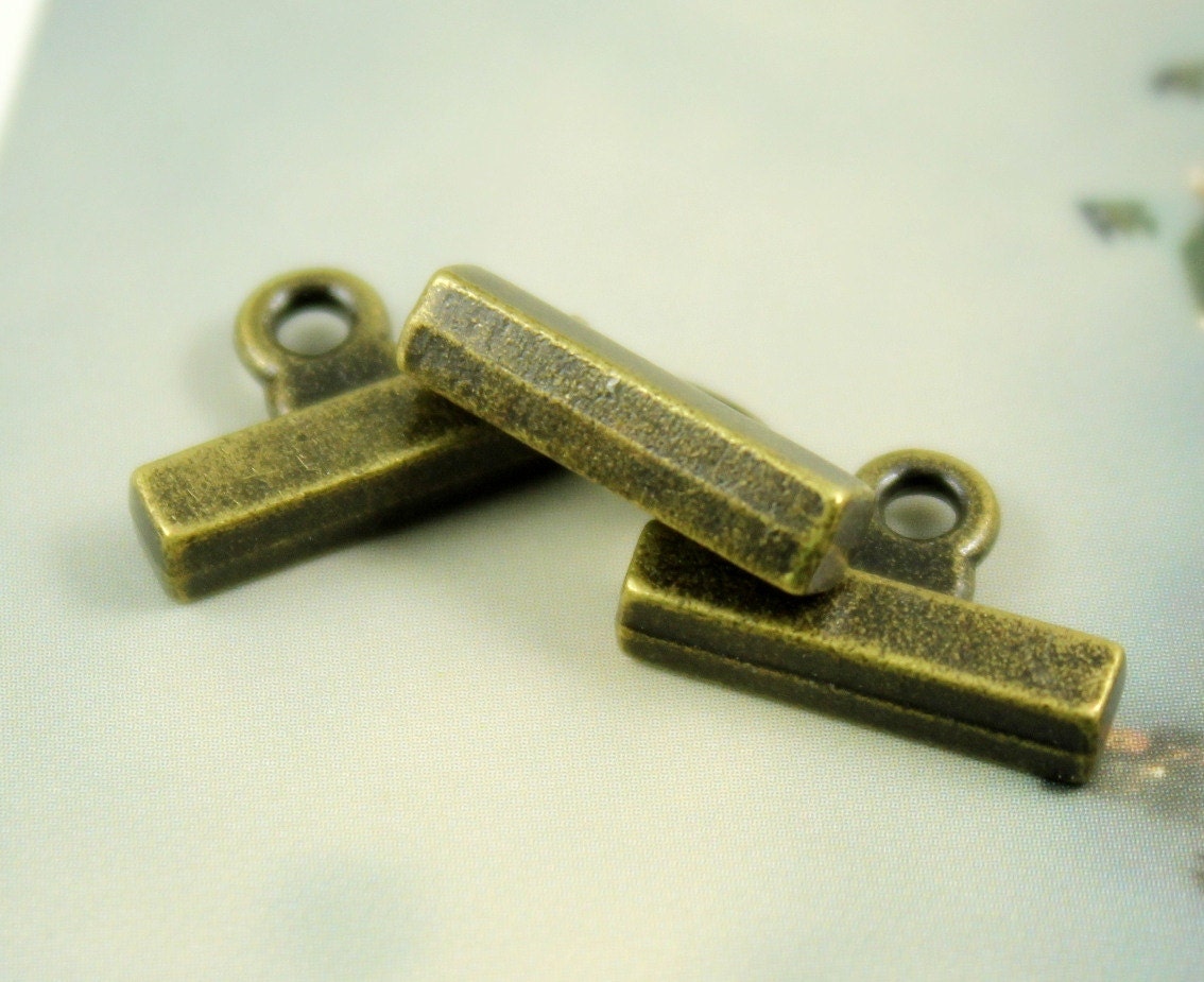Metal Buttons Rectangular Metal Buttons , Antique Brass Color , Shank