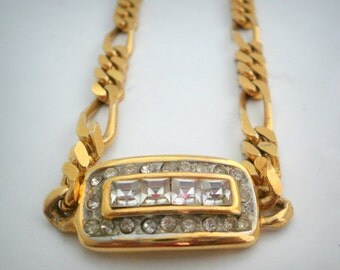 Vintage Golden Necklace Chain with Rhinestones