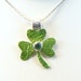 Green Pendant Necklace 3 Leaf Clover Enamel Charm Irish Celtics