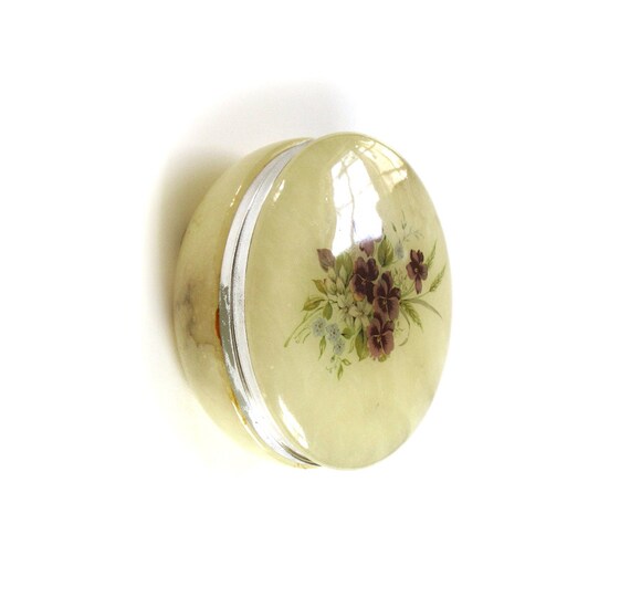 Vintage Alabaster Italian Dusting Powder Box White with