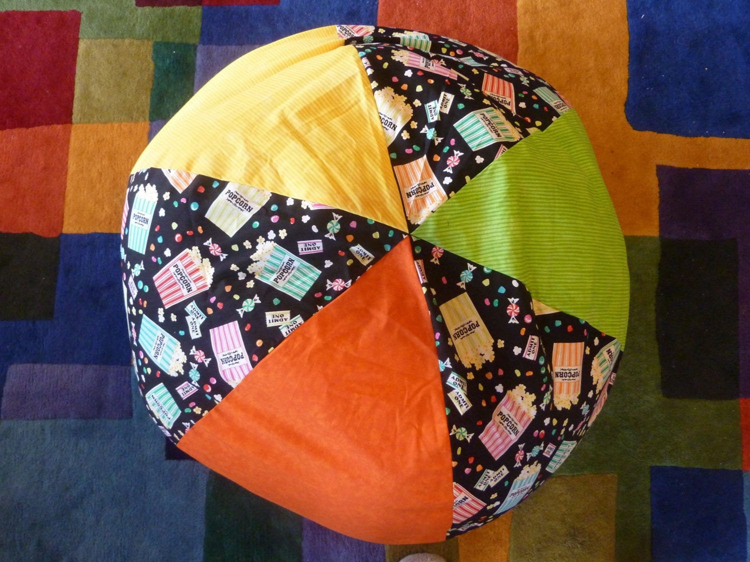 Multi Colored Popcorn and Candy Bean Bag Chair Cover Orange