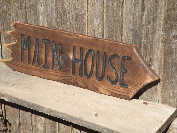 Wood pointing sign Custom hand carved rustic un