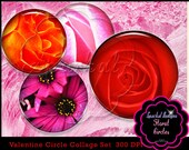 Digital Collage Sheet Pink Red Purple Valentine Circle Images Valentine 1 inch Circle images Bottlecap Images Red Pink Valentine Clip art Il_170x135