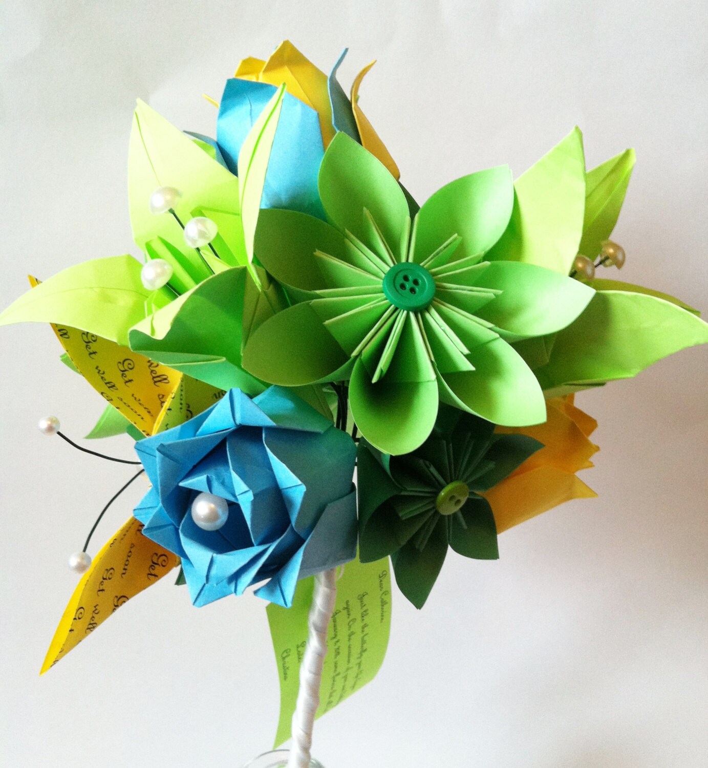 Get Well Soon Paper Flower bouquet hospital friendly eco