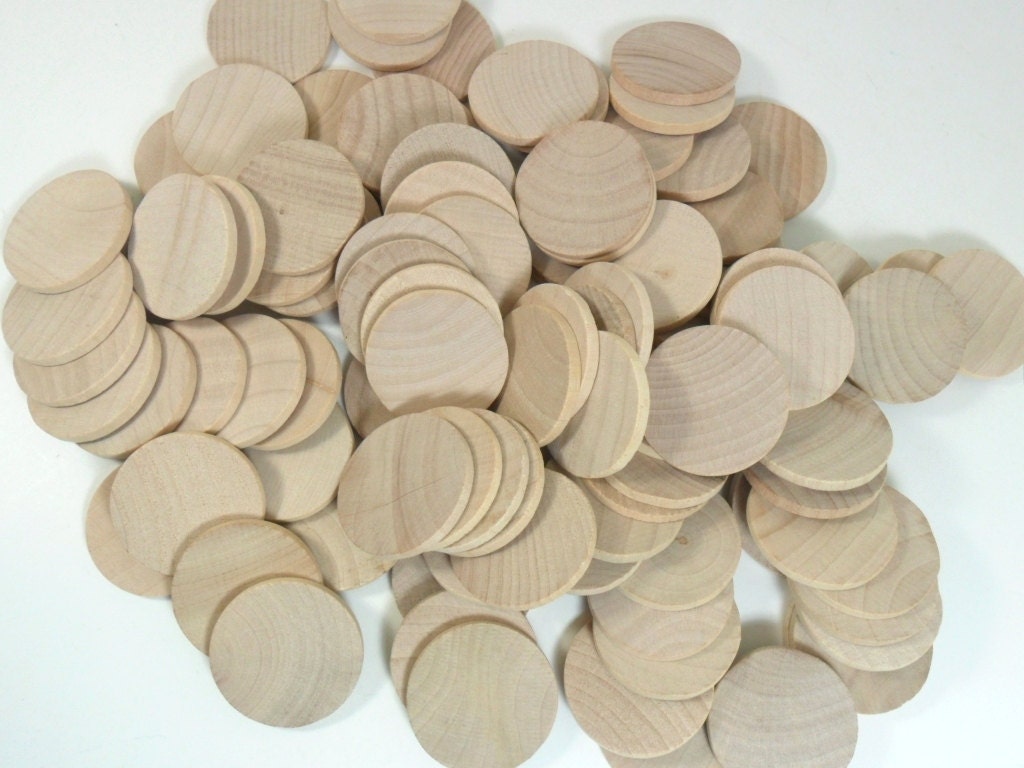 100 Wood Disc 1 1/4 FLAT Edge Unfinished Wood Disk Wood