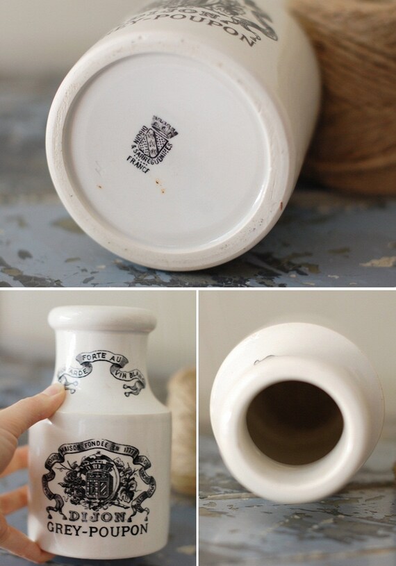 Vintage French Ironstone Mustard Jar Extra Large Size