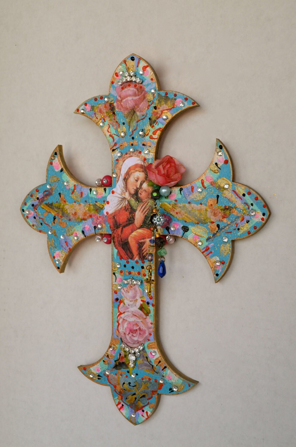 Virgen de Guadalupe Wooden Cross Religious Mexican Art