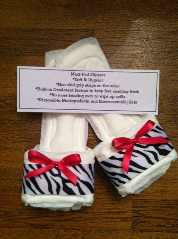 Zebra Print Maxi Pad Bedroom Slippers With Pink By Kraftsbydonna