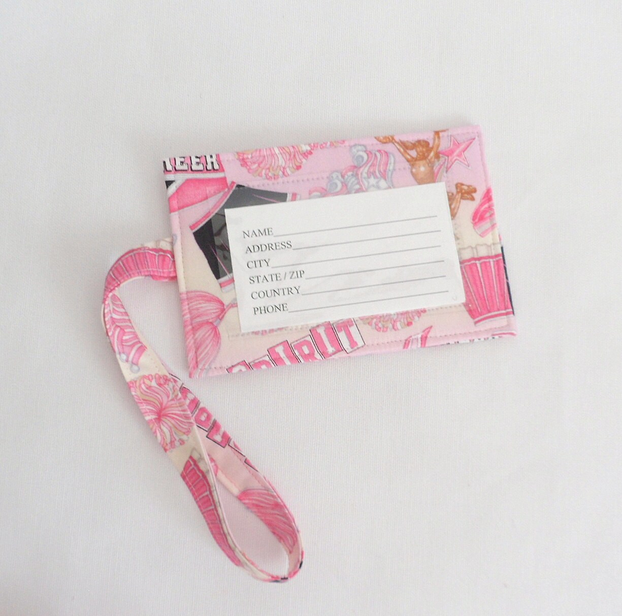 Pink Luggage Tag Fabric ID Tag Cheerleader Fabric Luggage Tag