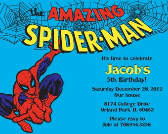 Items similar to Spiderman Custom Photo Birthday Invitation on Etsy