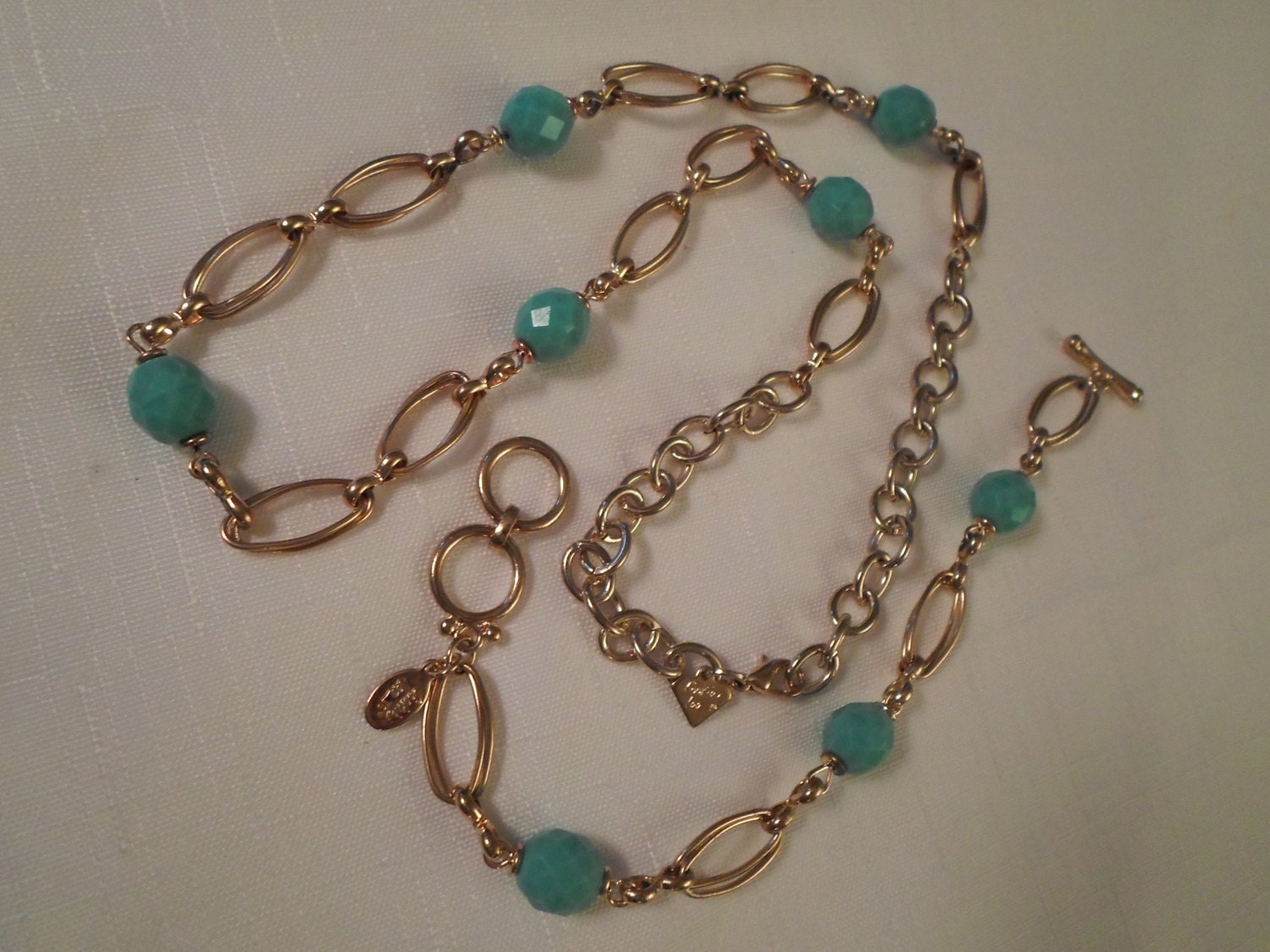 Vintage COOKIE LEE Glass Necklace / Choker / Bangle / Bracelet / Aqua