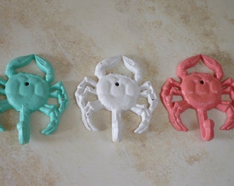 Cast Iron Crab Hook - Beach Decor - PICK YOUR COLOR