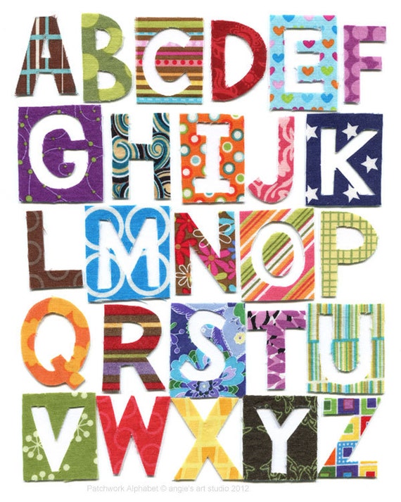 Patchwork Alphabet Nursery Wall Art print by angiebabygifts