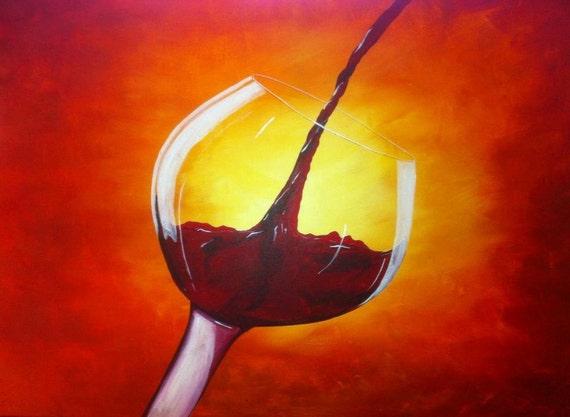 Pouring Wine Painting 30 x 40 x 1.5 Acrylic on by MichaelHProsper