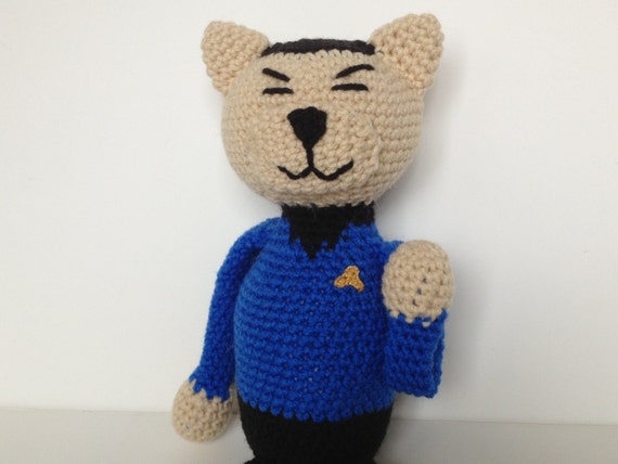 Star Trek Spock Crochet Cat Blue Shirt Amigurumi