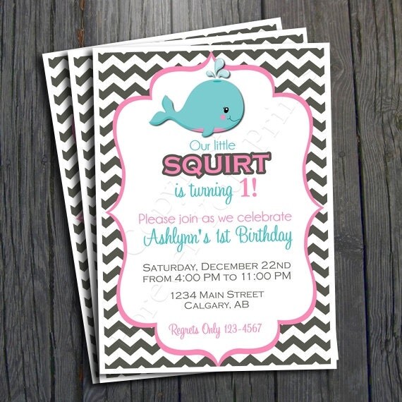 Whale Birthday Invitation - FREE Thank You Card included Il_570xn