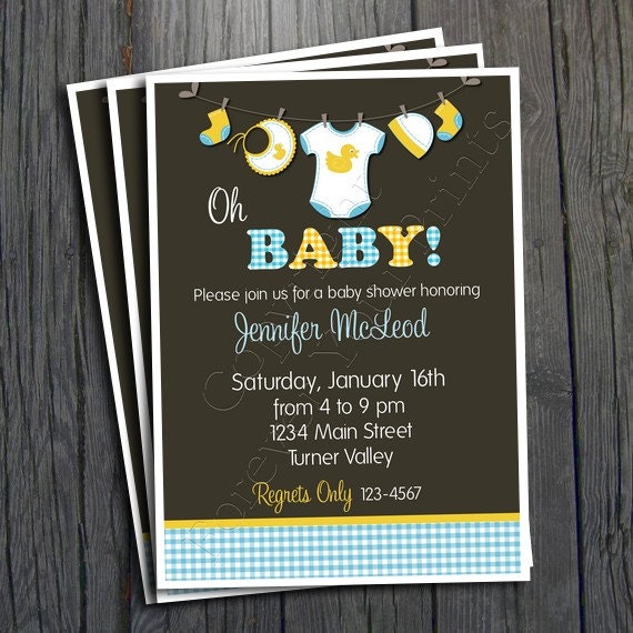 Baby Boy Shower Invitation - FREE Thank You Card Included Il_570xn