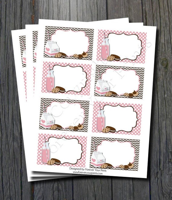 Milk and Cookies Party - Buffet Table Cards -INSTANT DOWNLOAD Il_570xn