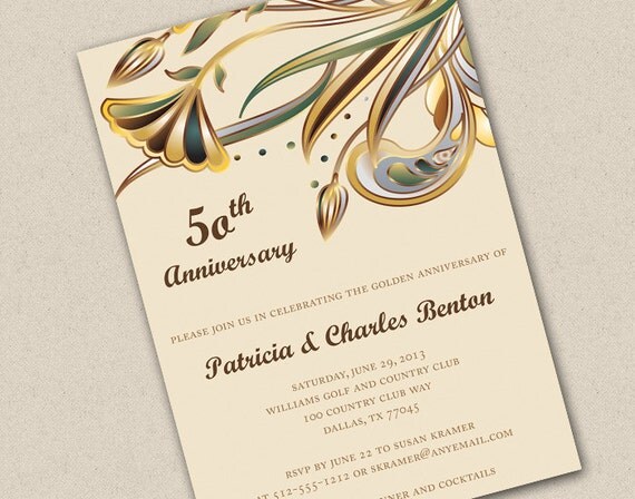Golden Anniversary Invitation Il_570xn
