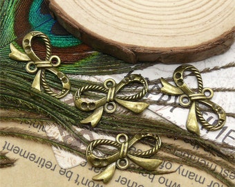 20pcs of antique brass charming Butterfly Knot pendant,metal finding 13x23mm